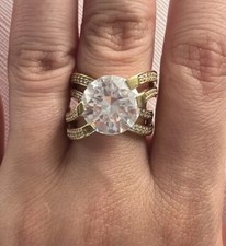 Stunning Gold Vermeil 925 Sterling Silver Ring 8.72ct Sz 5.5