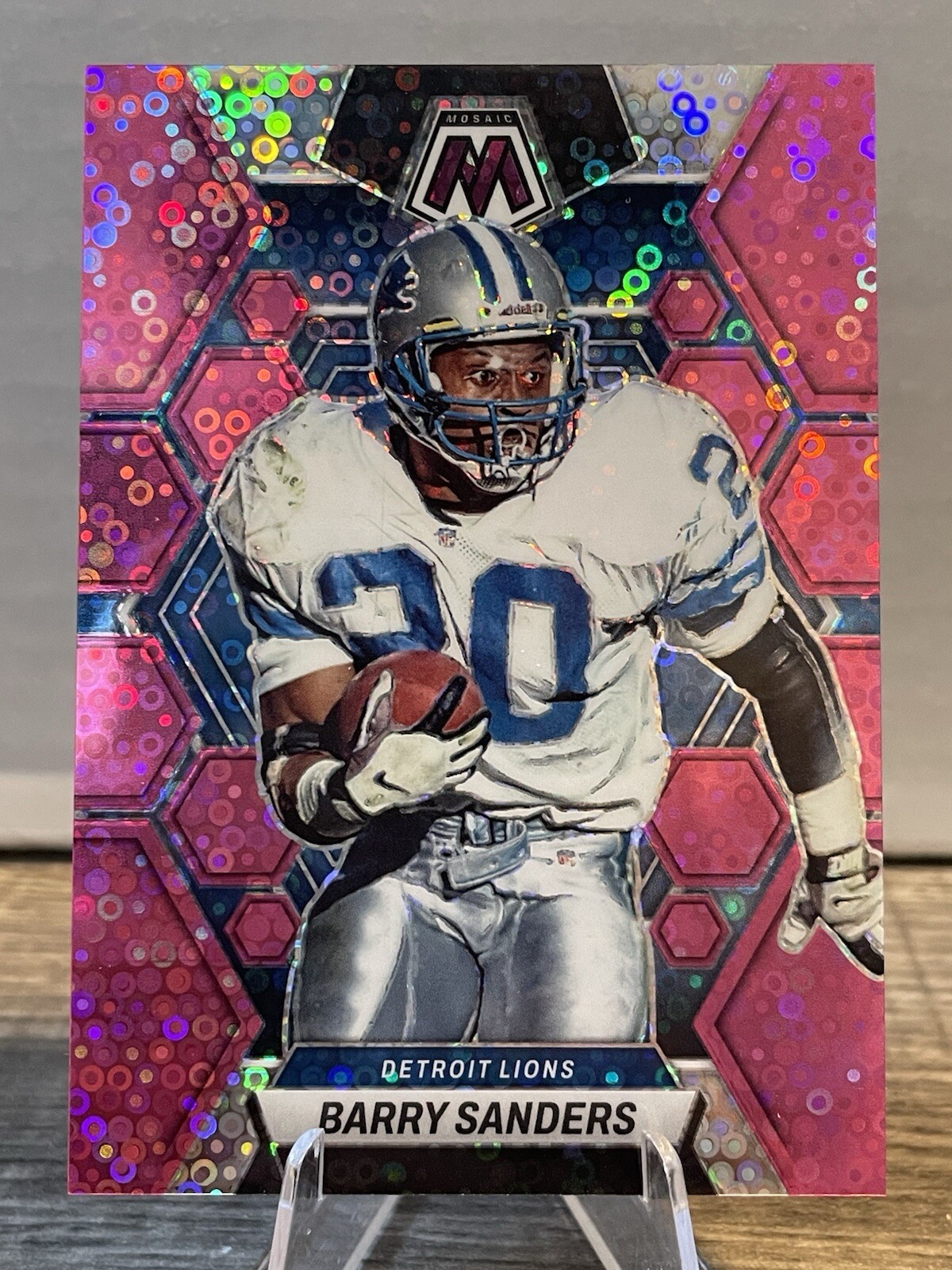 Barry Sanders 2023 Mosaic No Huddle Pink /20 #190 Detroit Lions SP