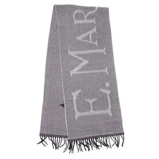 E.Marinella Napoli Extra-Soft Cream and Black Twill Wool Scarf with Logo Design