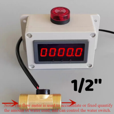 1/2'' Digital Intelligent Water Flow Control Meter Detector Alarm Flow Sensor New