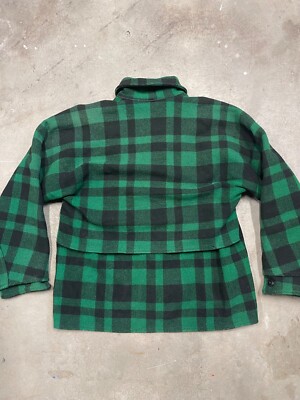 1940s Vintage Black Bear Brand Wool Green double Mackinaw Coat 