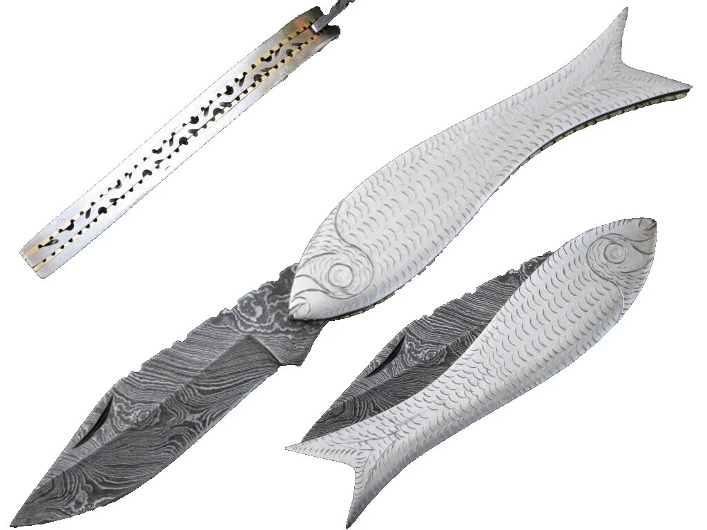 Damascus Steel Blade Frame Collectible Modern Custom & Handmade Folding Knives