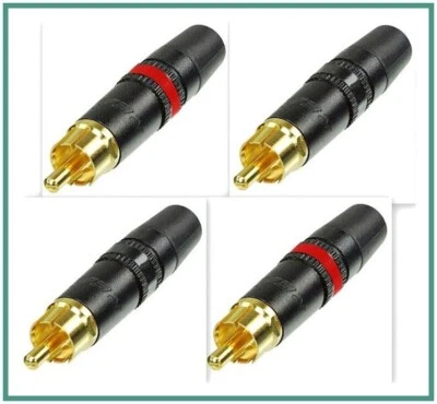 4 pezzi Neutrik REAN NYS3730, REAN NYS3732, Spina RCA dorata, Phono gold