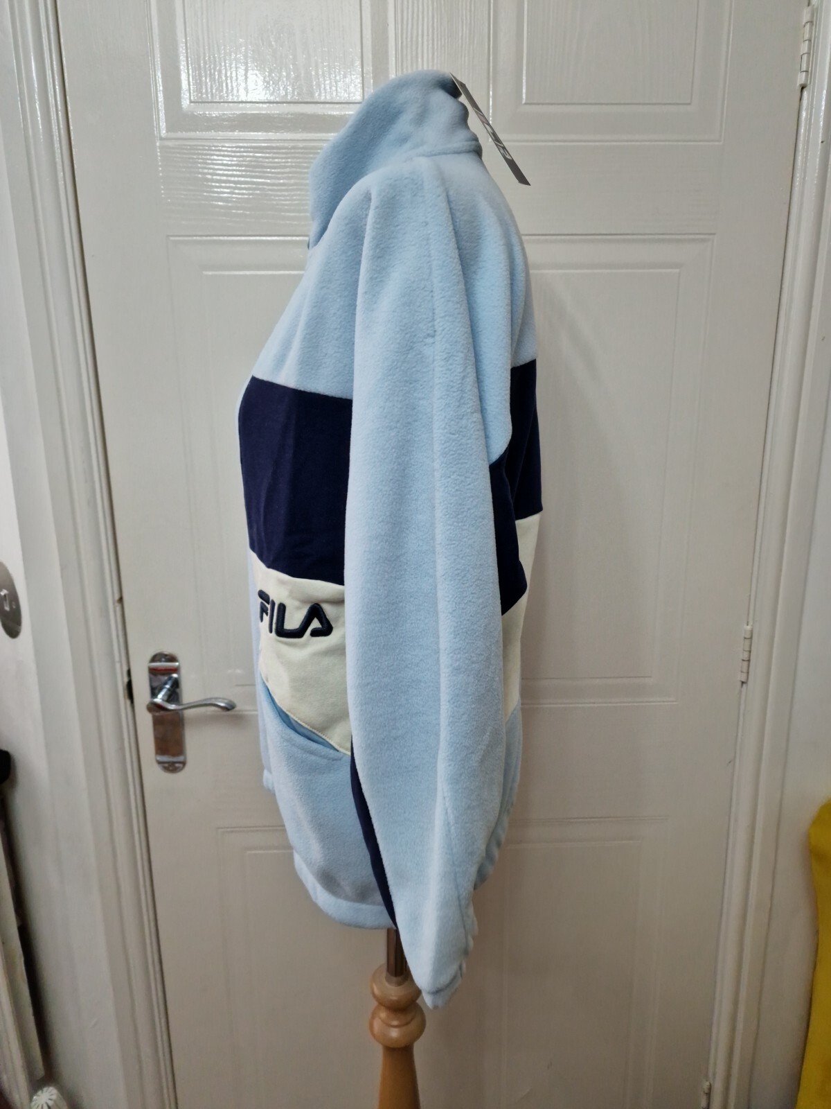 Felpa con cappuccio donna Fila blu Calia 1 2 zip color block sherpa pile taglia M nuova