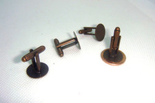 DIY 2 pair 4pcs Antique Bronze Cuff Link Findings Settings Blank 15mm Tray Pad