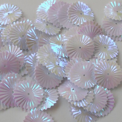Sequins White Iris 17mm Sunburst/Starburst Paillettes ~100pcs Loose