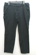 Old Navy Womens Black Mid Rise Hidden Button Pixie Polka Dot Pants 14 Reg