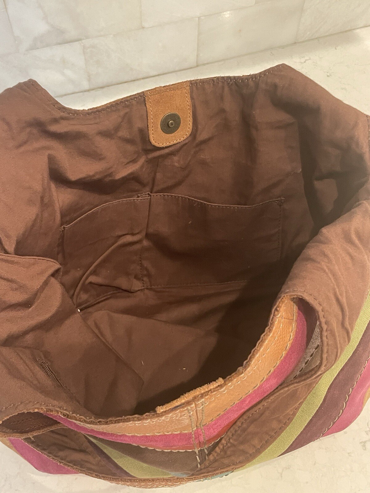 Fossil Multicolor Patchwork Leather Suede Hobo Sh… - image 10