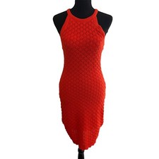 Eliza J Women's Orange Sleeveless Crochet Midi Dress Size XS