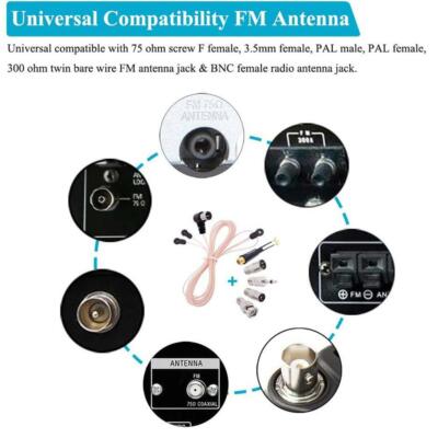 1x FM Antenna 75 Ohm F Types Male Plug For Radio Stereo Signal