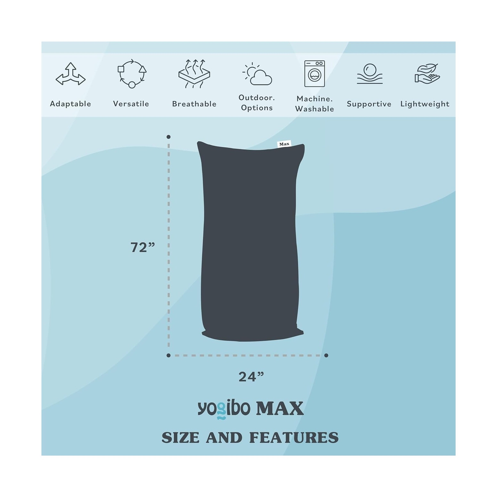 Yogibo Max 6Foot Beanbag Chair Bean Bag Couch with a Washable Outer