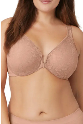 Women's Full Figure Wonderwire Front Close Stretch Lace Bra Size 42D  5899