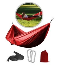 Portable Lightweight Hammock w/ 2 Straps & Carabiners Heavy Duty Polyester 300lb