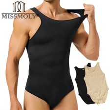 Mens Bodysuits Full Body Shaper Compression Slim Open Crotch Shapewear Underwear