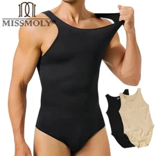 Men Bodysuit Full Body Shaper Compression Slim Open Crotch Shapewear Underwear