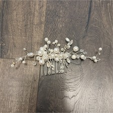 Silver Pearl Crystal Bridal Hair Comb Accessory for Weddings