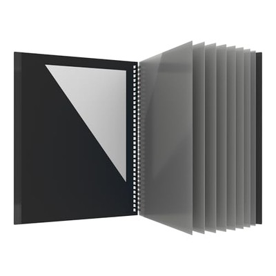  10 Pocket Folder, Sturdy Plastic Spiral Portfolio, Anti-Tear Edges, 8 