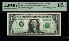 1977 $1 BEAUTIFUL Offset Printing ERROR PMG GEM UNC 65 EPQ Federal Reserve Note!