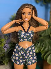 Handmade Doll Fashion Adorable Top And Shorts Set For Curvy Barbie   
