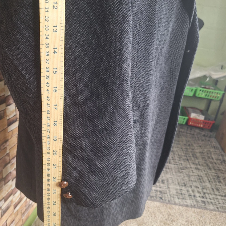 Monsieur Adolfo Jacket Sport Coat Mens 48L/R Dark Gray Herringbone VL Cotton - Image 3 of 4