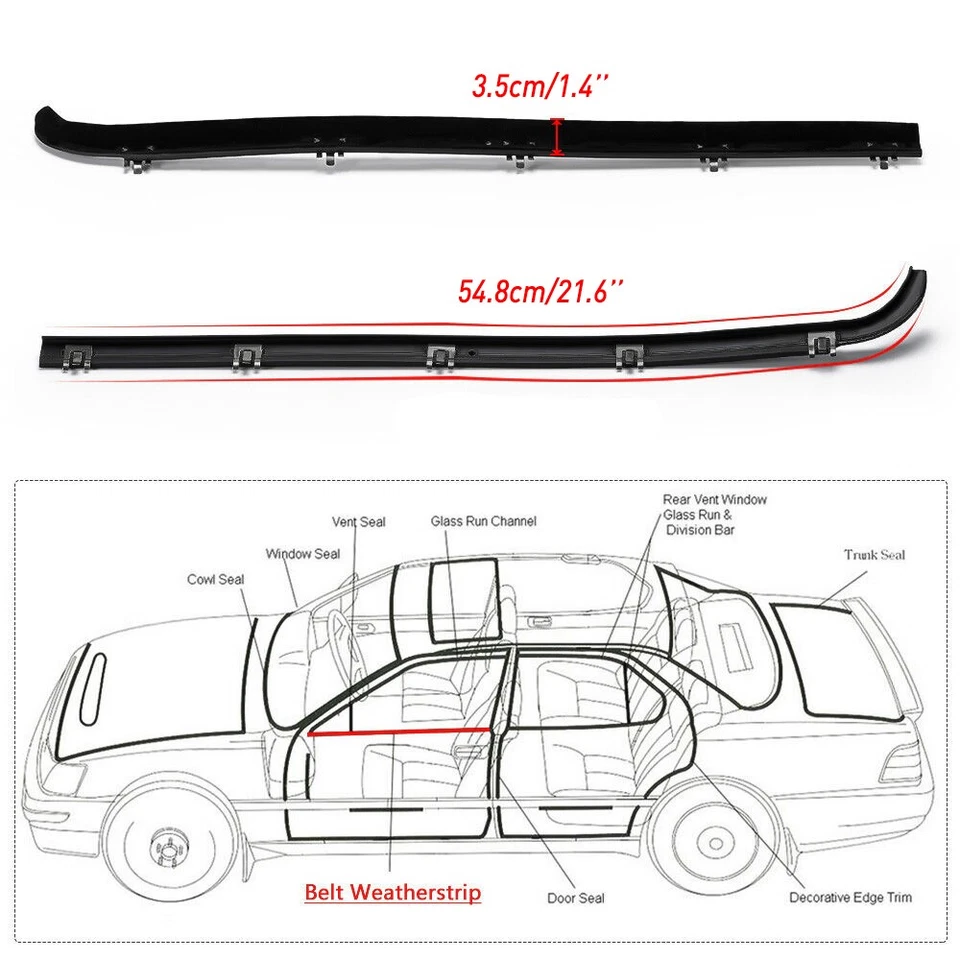 Door Window Seal Belt Weatherstrip Kit For 1987- 1997 Ford F150 F250 F350 （4PCS） - Image 2 of 4