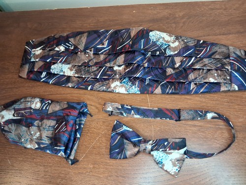 Men's Wedding/Formal Cumberbund Bowtie Hanky One Size-Adjustable Geometric Print