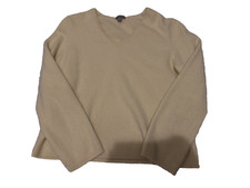 Kids Girls Ann Taylor 100 Cashmere Sweater Size XL Cream Color Pullover - GOOD