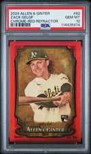 2024 ALLEN & GINTER CHROME-RED REFRACTOR #82 ZACK GELOF 3/5 PSA 10