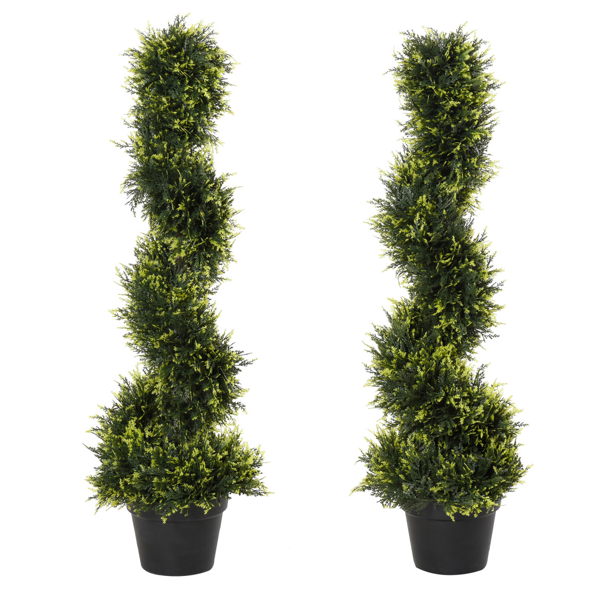 Outsunny Unisex Green Set Of 2 90Cm/3Ft Artificial Spiral Topiary Trees Pot Fake Plant Home In - Image 2