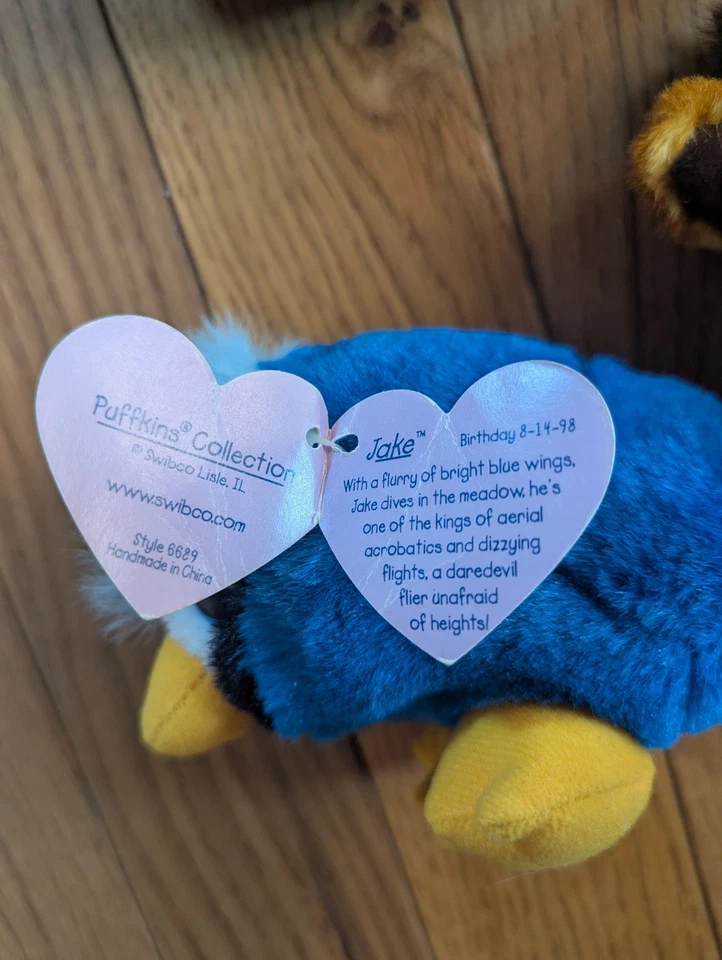 Lote de 6 juguetes de peluche vintage Puffkins - con etiqueta - Jake, jengibre, telly, jingles... Foto 4 de 4