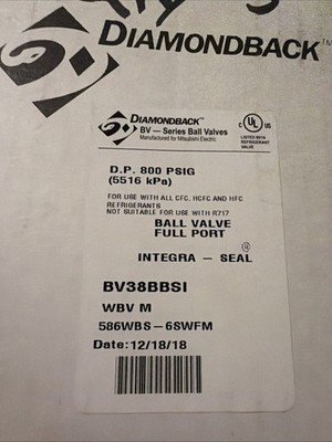 Diamondback BV38BBSI Series Ball Valve Full Port 800 PSIG, 3/8 . FIVE Pack.