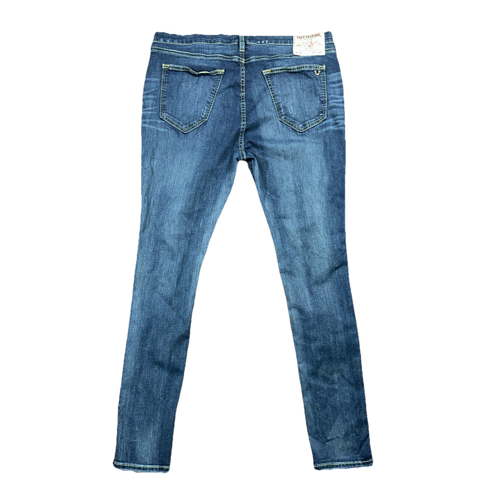 True Religion Jack Jeans Skinny Tapered Blue 38x32 Distressed Jeans thumbnail 4