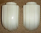 Matching PAIR Art Deco White Milk Glass Sconce Light Shade Streamline Bathroom