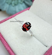 Natural Garnet Ring, January Birthstone, Promise Ring, 925 Sterling Silver