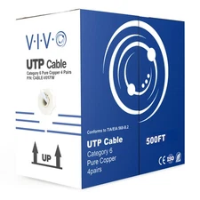 VIVO White 500ft Bulk Cat6 Full Copper Indoor LAN Ethernet Cable | UTP Pull Box
