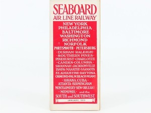 Antique SAL Seaboard Air Line Railway Public Timetable 1913