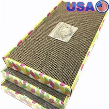 Heavy Duty Cat Scratcher Pad W/ Catnip Floor Mount Cardboard Claw Protection New