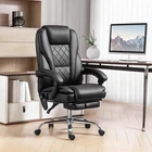 Massage Office Chair with 6 Vibration Point and Foot Rest, Black