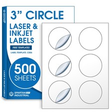 3" Printable Round Labels for Laser and Inkjet Printers - 3000 Blank Labels, ...