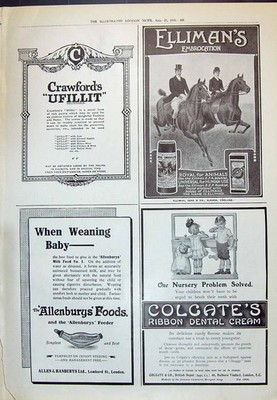 Alte 1910 Crawford Ufillit Ellimans Colgate Zahncreme Allenbury Foo 20.