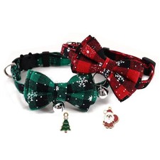 2 Pack Christmas Cat Collar Breakaway with Bowtie Bell, Christmas Holiday Kit...