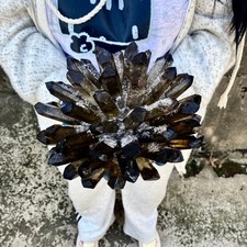 9,74 lb Nuevo Encontrar Negro Cuarzo Fantasma Cristal Racimo Mineral Espécimen Sanación