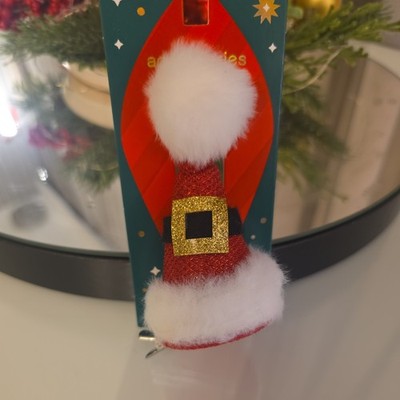 Weihnachtsmütze Nikolausmütze Haarspange - rot und weiß