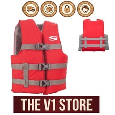 Red USCG Approved Kids Life Jacket - Three Adjustable Buckles for a Secure Fit