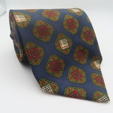 Burberry Tie Silk Blue Red Nova Plaid 3.75" Wide 56" Long Italy