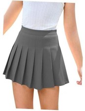 Girls Pleated Skirt Kids School Uniform Elastic High Waist 7-8 Years Grey