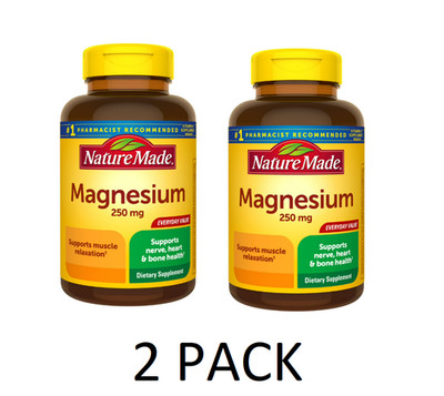 2 PACK Magnesium Oxide 250 Mg Tablets, Dietary Supplement, 300 Count