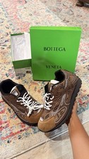 Bottega Veneta Brown Leather Sneakers Size 45 Made In Italy