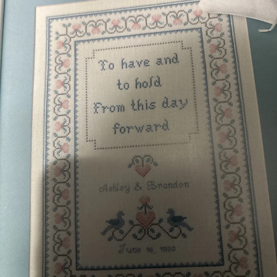 Lot Of 2 Cross Stitch Wedding Marriage Lasting Gift Cherished Decoration Unused - Image 4 of 4