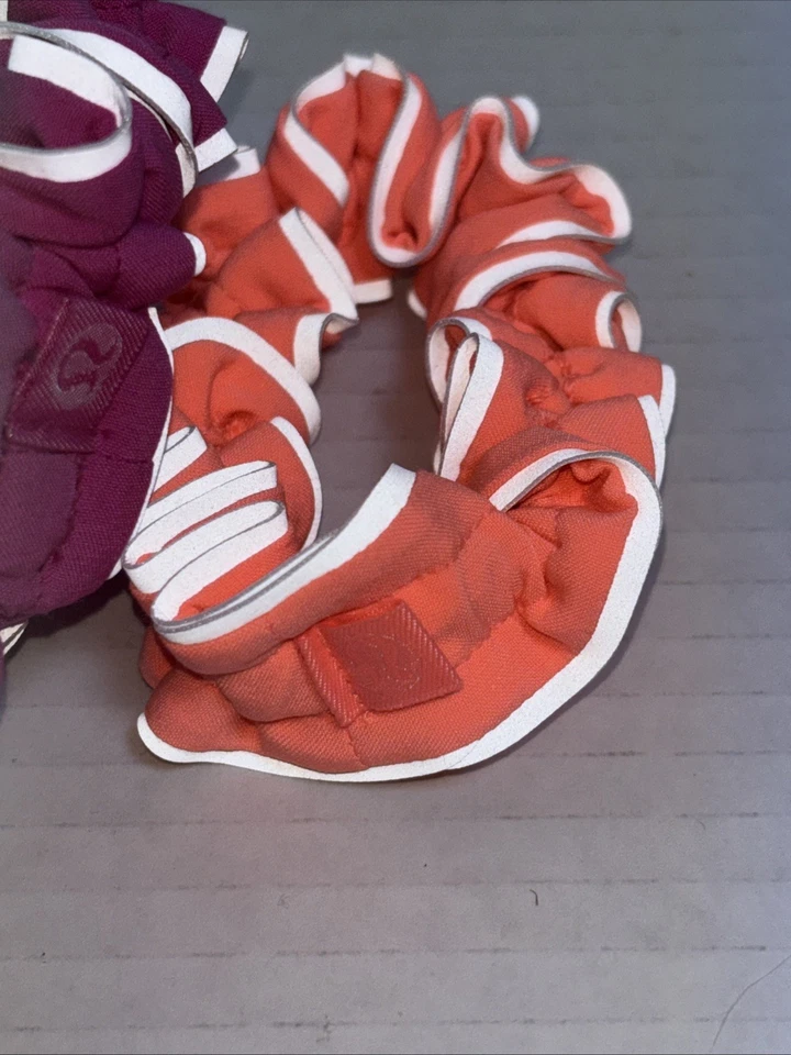 Lululemon Women's Scrunchies Reflective Stripe Set of 3 Yellow Pink Sunrise NWOT - Image 3 of 4